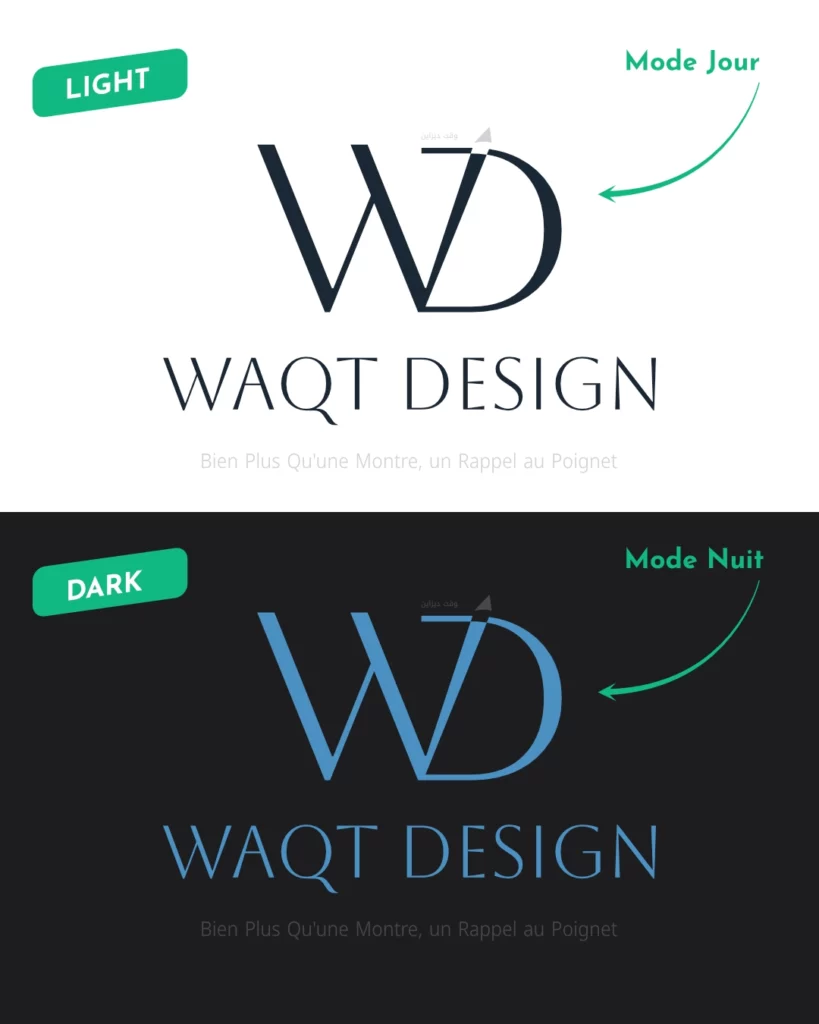 Logo WAQT DESIGN en light et dark mode par OukiWeb